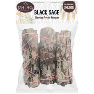 DHUPA BLACK SAGE SMUDGE 4" - 3CT