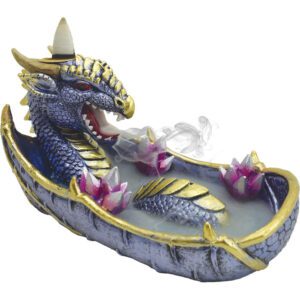 DRAGON BATHING CRYSTAL DUAL INCENSE BURNER 6"