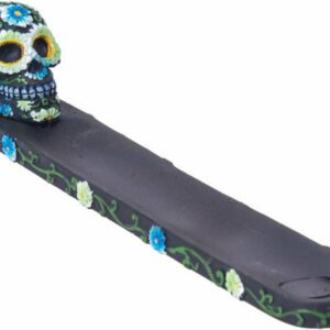 FLOWER SUGAR SKULL INCENSE BURNER 10" - 1CT