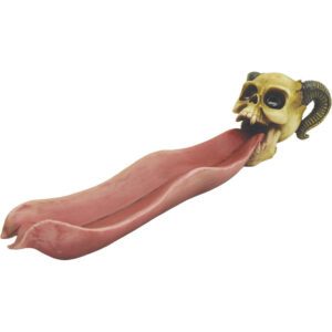 FUJIMA DEATH SKULL TONGUE POLYSTONE INCENSE BURNER 11"