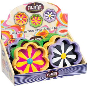 FUJIMA FLOWER PETAL POLYSTONE ASHTRAY & INCENSE BURNER - 6CT DISPLAY
