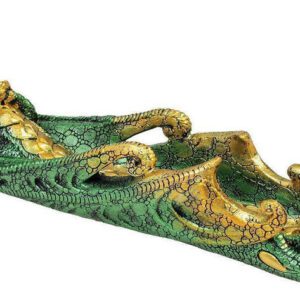 GREEN DRAGON CRYSTAL POLYSTONE SHIP SHAPED INCENSE BURNER - 1CT