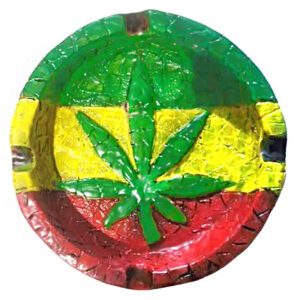 HAND CRAFTED ASH TRAY - RASTA POT LEAF - 1CT