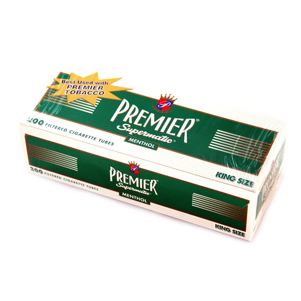 PREMIER MENTHOL FILTER CIGARETTE TUBES KING SIZE 200-PACK - DISPLAY OF 5