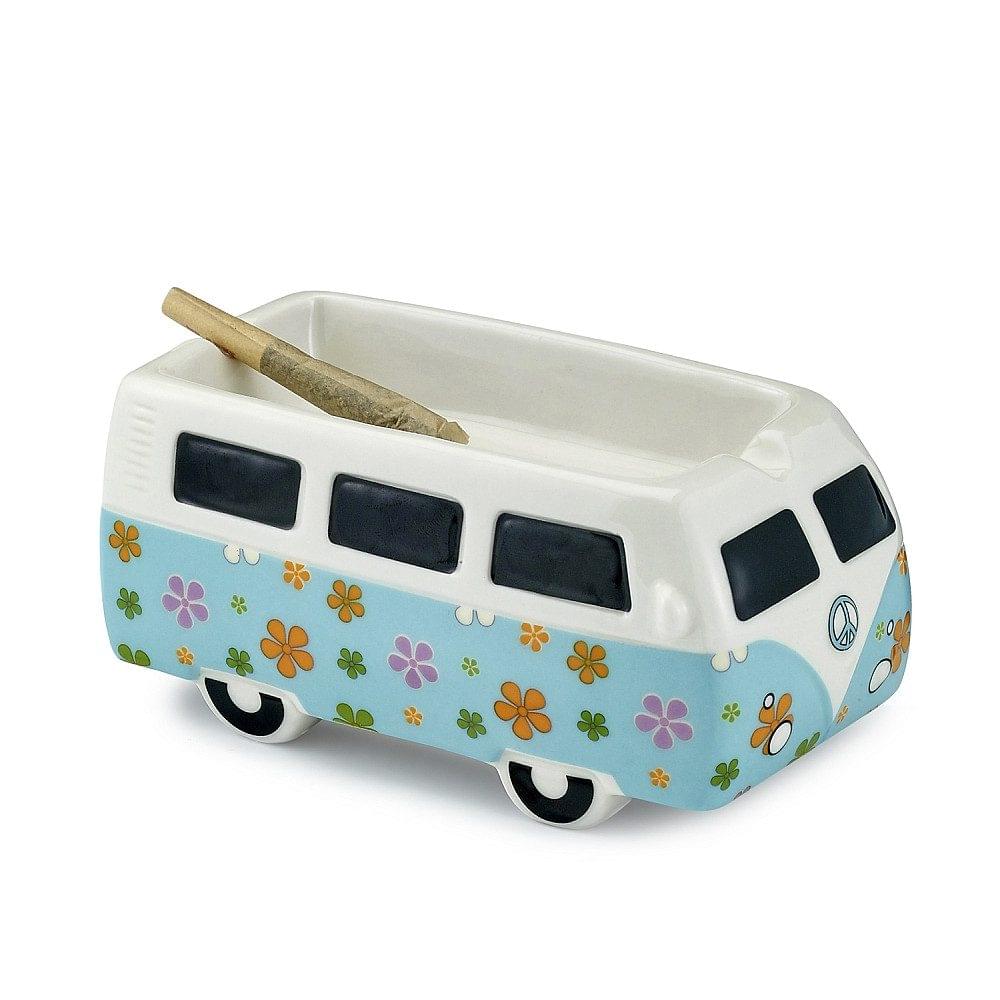 VINTAGE BUS ASHTRAY FLOWER POWER DESIGN