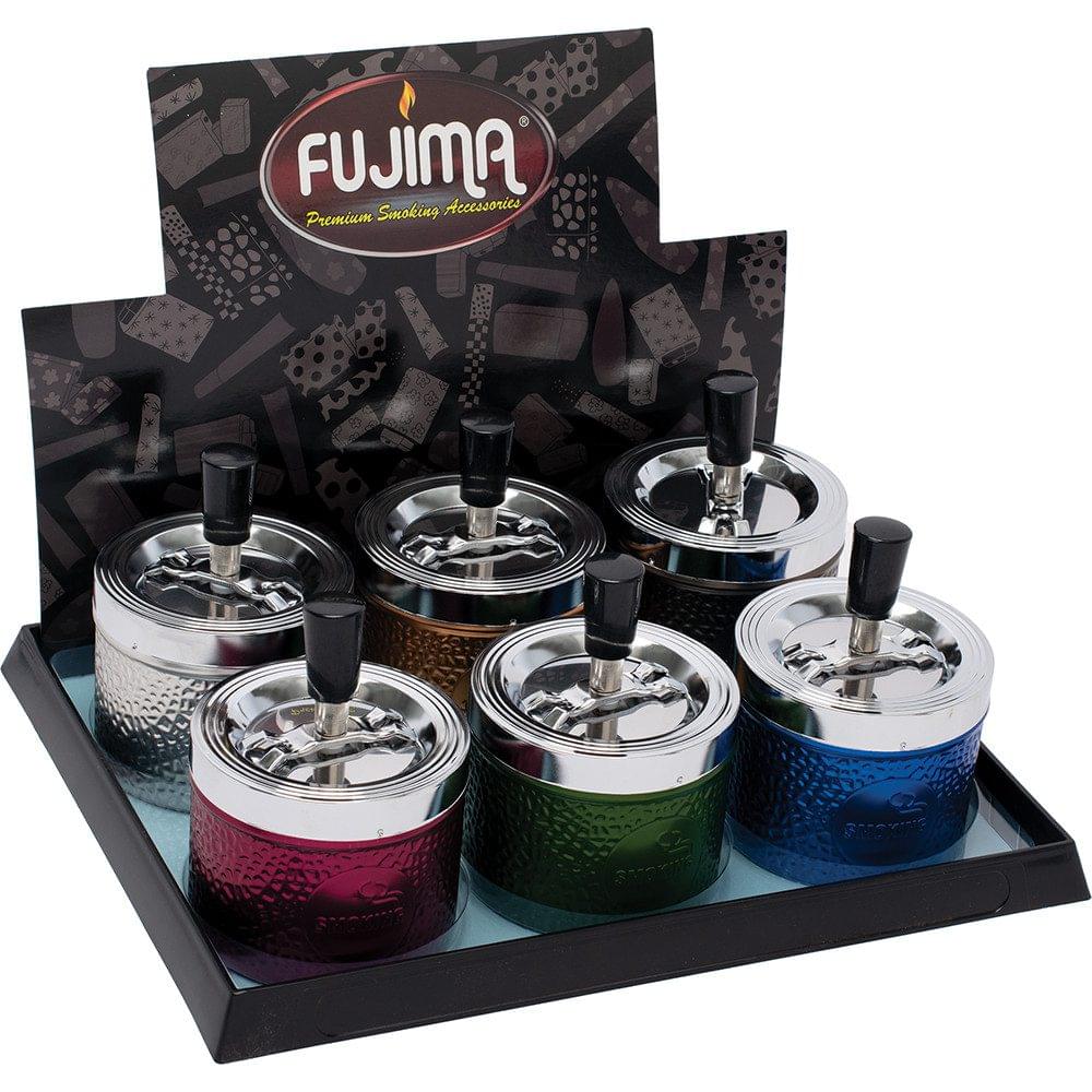 FUJIMA SMOKING SPINNER ALUMINIUM ASHTRAY - DISPLAY OF 6