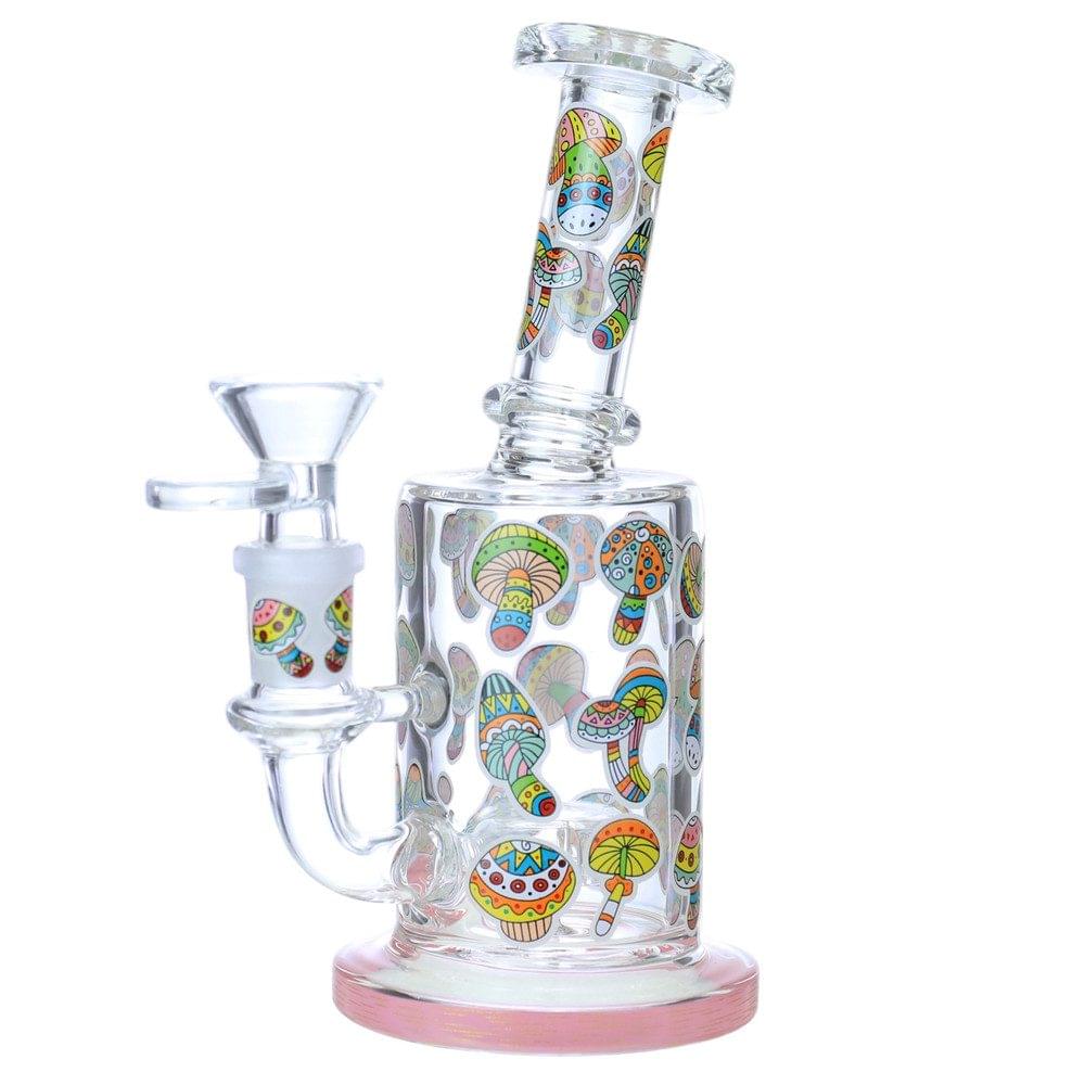 MIX MUSHROOM GLOW IN THE DARK STICKERS GLASS WATERPIPE 7"