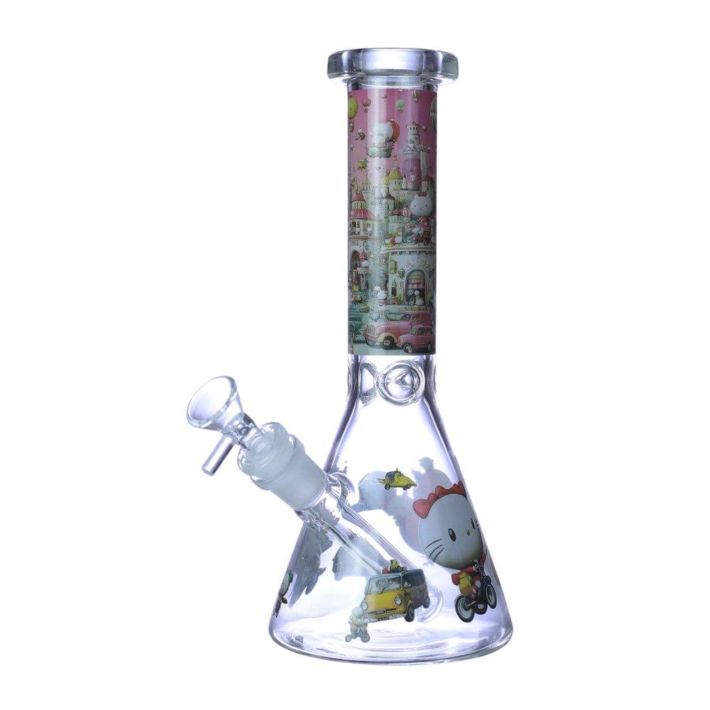 COLORFUL FLOWERS PREMIUM STRAIGHT GLASS WATERPIPE 10"