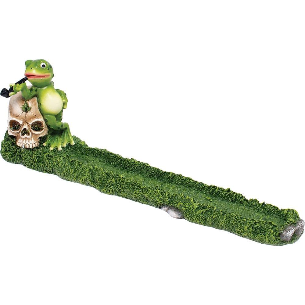FUJIMA FROG ON SKULL INCENSE BURNER