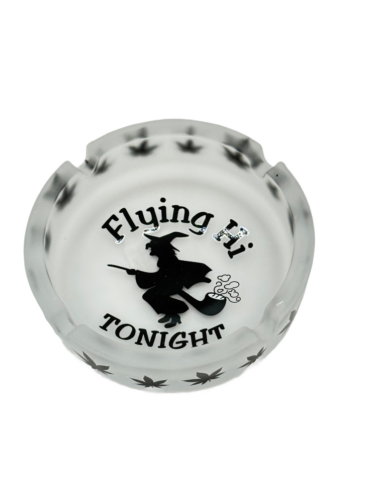FROSTED WHITE FLYING HI GLASS ASHTRAY - PACK OF 3