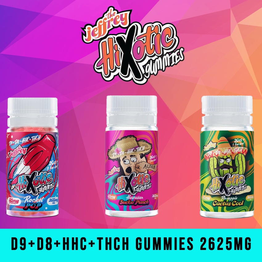 HIXOTIC THE JEFFREY D9+D8+HHC+THCH GUMMIES 2625MG - 6CT DISPLAY