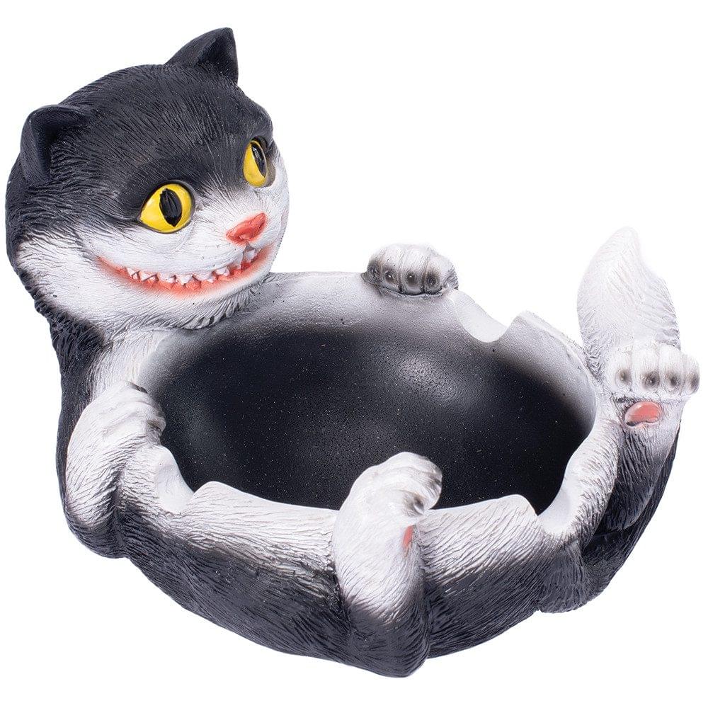 FUJIMA BLACK TRIPPY CAT POLYSTONE ASHTRAY