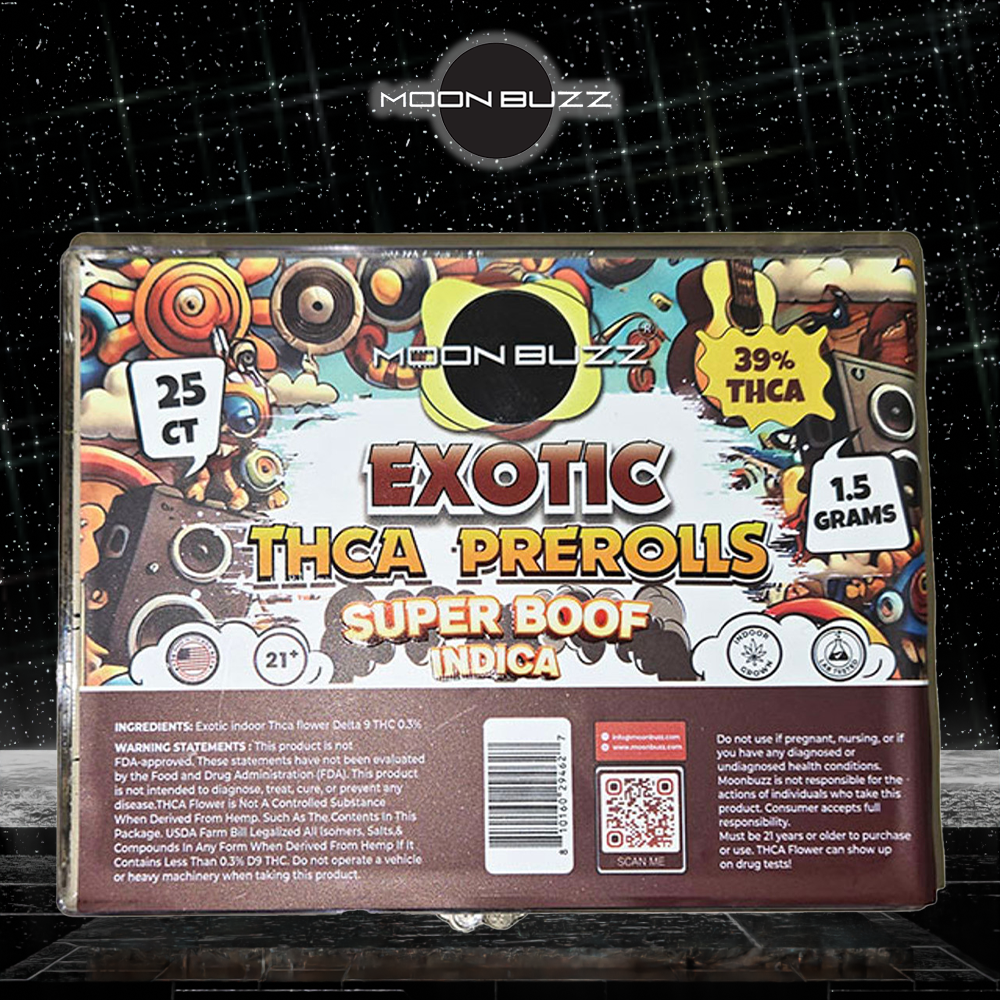 MOON BUZZ EXOTIC THC-A 1.5G PRE ROLLS - DISPLAY OF 25