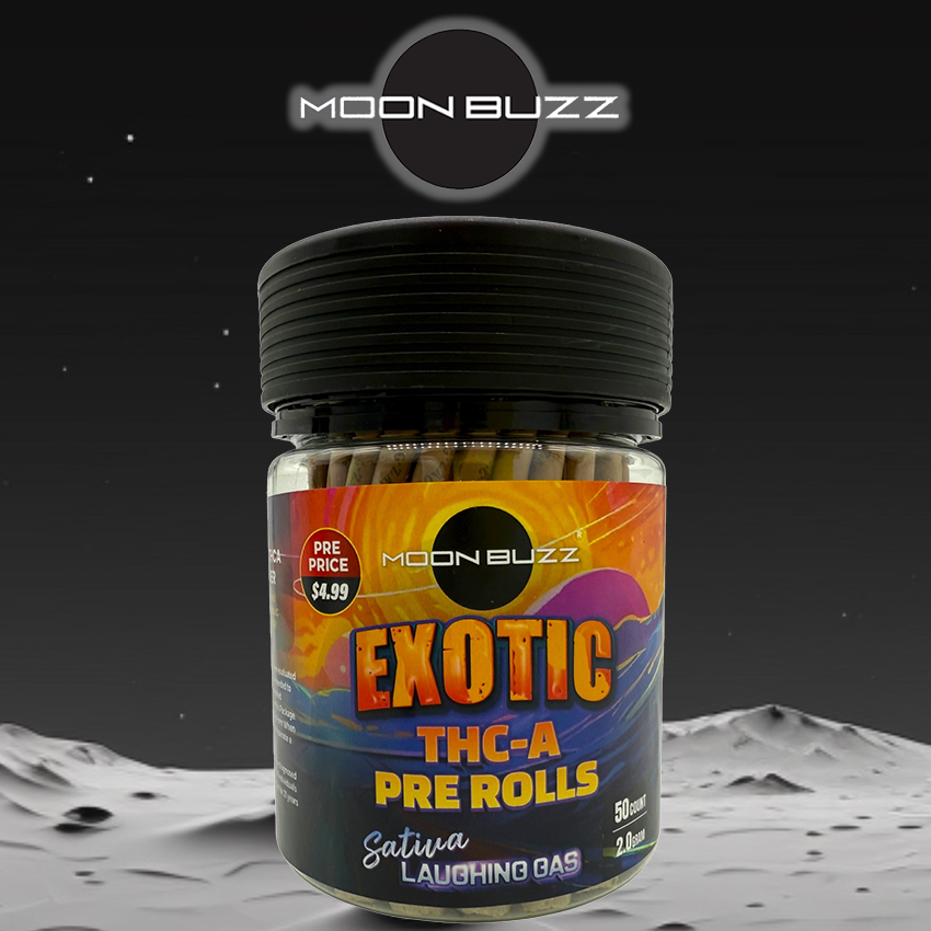MOON BUZZ EXOTIC 2G THC-A PRE ROLL - JAR OF 50