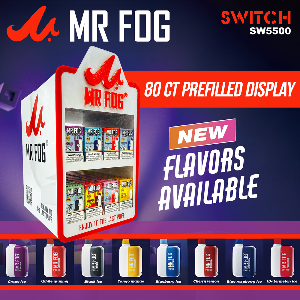 MR FOG SWITCH 15ML 5500 PUFFS DISPOSABLE VAPE *NEW FLAVORS* - DISPLAY OF 80