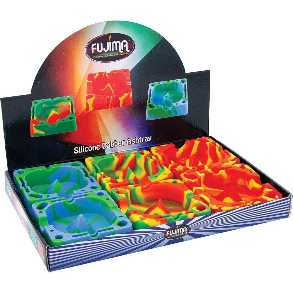 FUJIMA SQUARE SILICONE ASHTRAY - 5IN - DISPLAY OF 6