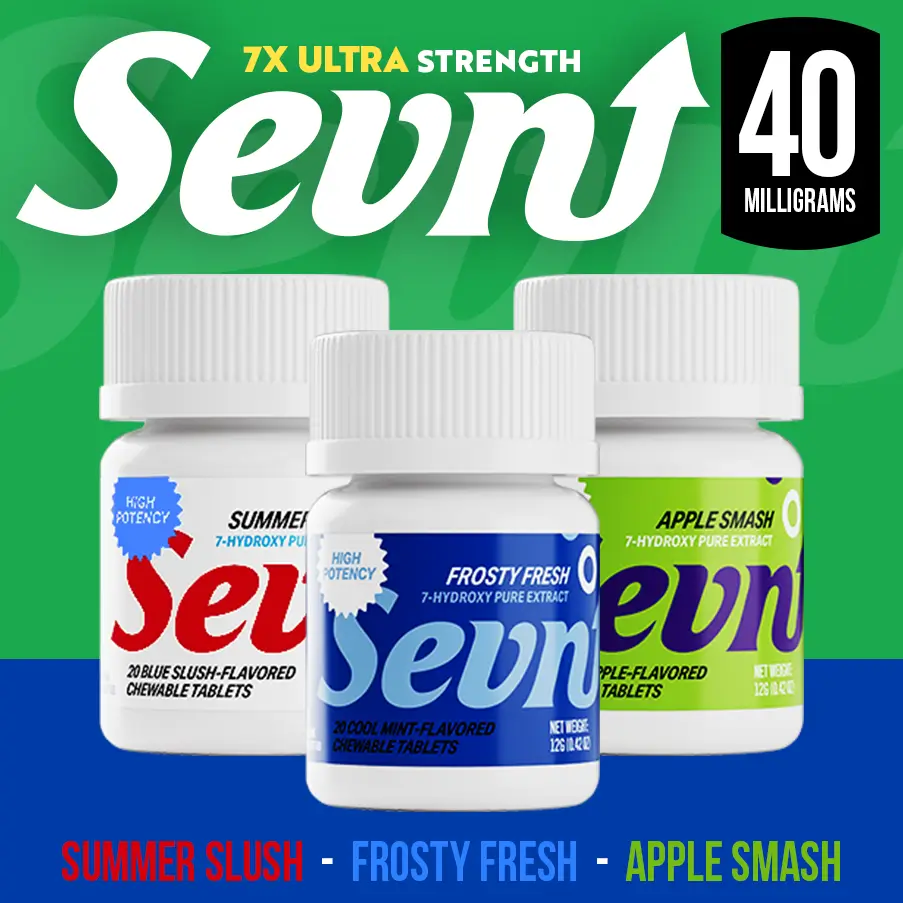 SEVN 7-HYDROXY 40MG TABLETS 20-PACK JAR - DISPLAY OF 8