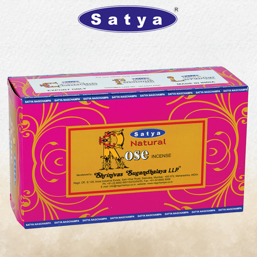 SATYA - ROSE INCENSE STICKS - 12CT