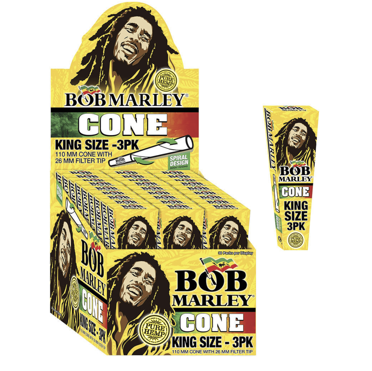 BOB MARLEY 3 PACK PRE-ROLLED CONES - KING - 33CT