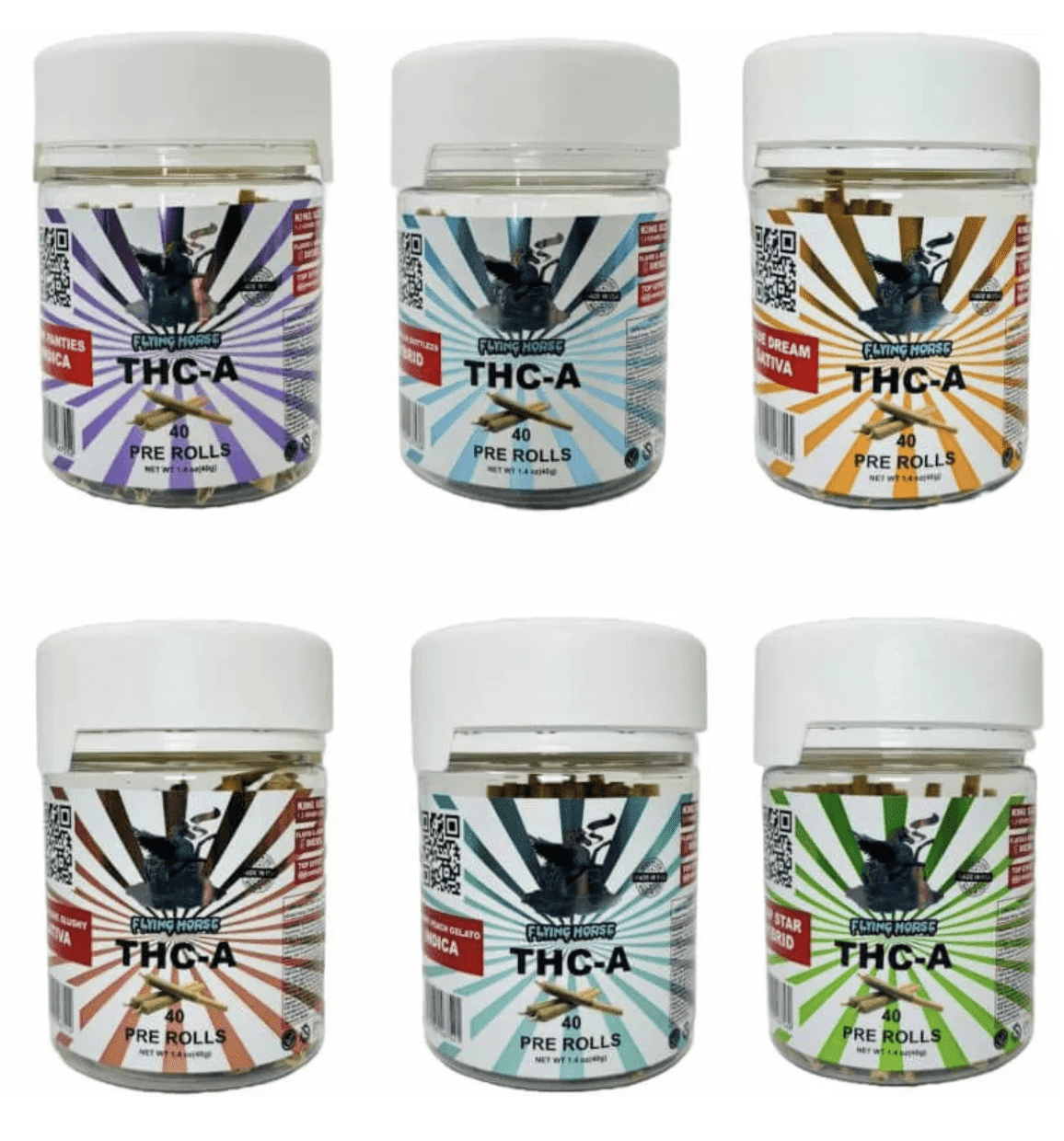 FLYING HORSE THC-A 1.5G PRE-ROLLS - JAR OF 40