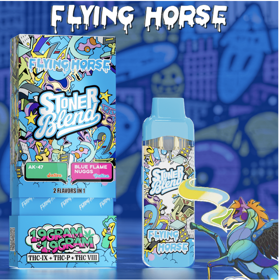 FLYING HORSE 2 FLAVORS IN 1 STONER BLEND 3.8G DISPOSABLE - DISPLAY OF 5