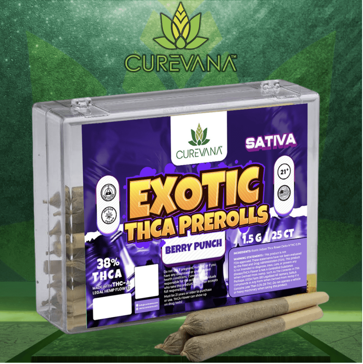 CUREVANA EXOTIC THC-A 1.5G PRE ROLLS - DISPLAY OF 25