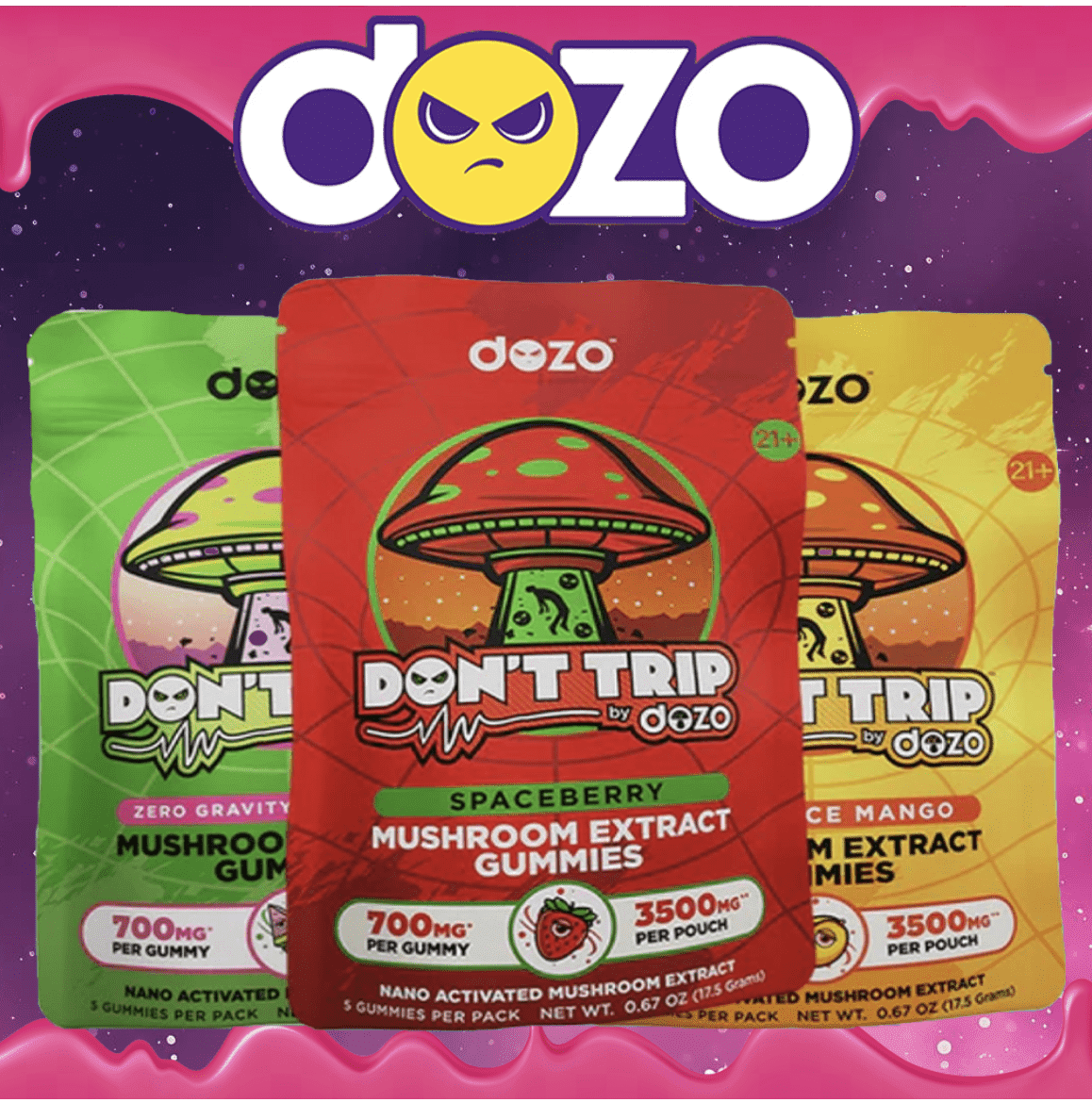 DON'T TRIP BY DOZO THCP + MUSHROOM EXTRACT GUMMIES 700MG 1-PACK - 25CT DISPLAY