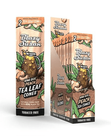 BLAZY SUSAN PEACH TEA KING SIZE CONES 2-PACK - DISPLAY OF 10