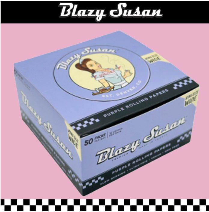 BLAZY SUSAN KING SIZE WIDE PURPLE ROLLING PAPERS - 50CT