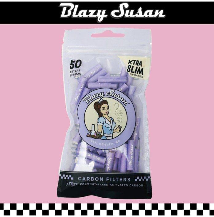 BLAZY SUSAN PURPLE XTRA SLIM ACTIVATED CARBON FILTER TIPS - 50CT BAG