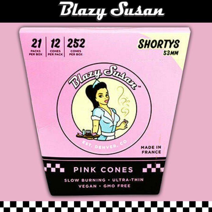 BLAZY SUSAN SHORTYS 53MM PINK PRE ROLLED CONE - DISPLAY OF 21CT