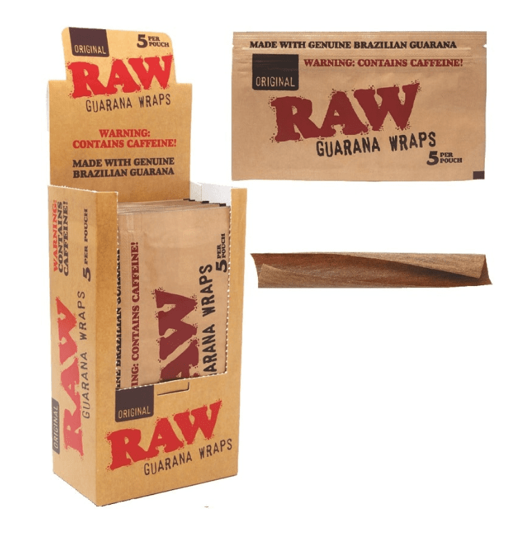 RAW GUARANA CAFFEINE WRAPS 5-PACK - DISPLAY OF 25
