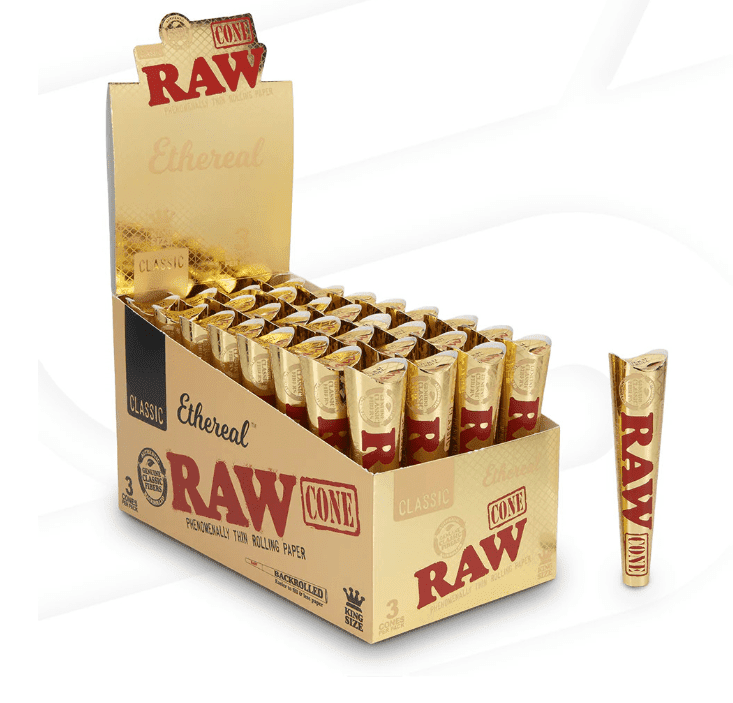 RAW ETHEREAL CONE KING SIZE 3-PACK - DISPLAY OF 36