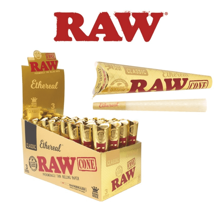RAW ETHEREAL CONE 1 1/4 SIZE 6-PACK - DISPLAY OF 36