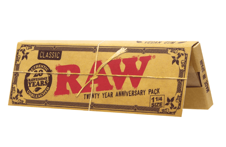 RAW CLASSIC 1 1/4 - 20TH ANNIVERSARY ROLLING PAPERS 50-PACK - DISPLAY OF 24