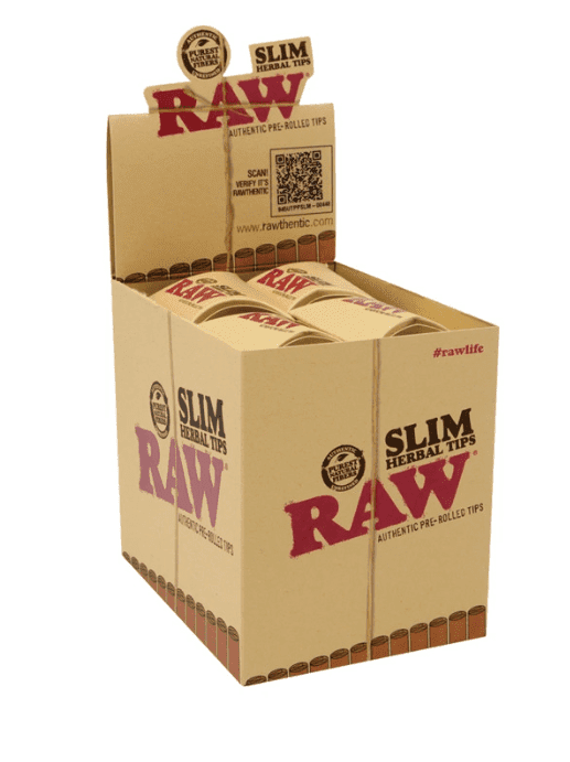 RAW SLIM HERBAL PRE-ROLLED TIPS - DISPLAY OF 20