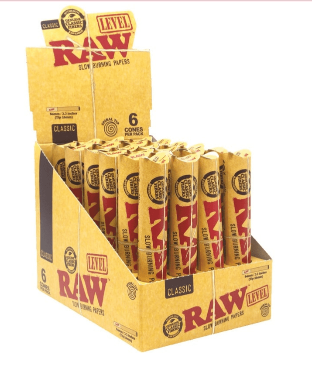 RAW LEVEL 6-PACK CLASSIC CONES - DISPLAY OF 24