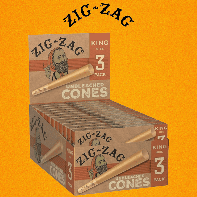 ZIG-ZAG KING SIZE PRE-ROLLED UNBLEACHED CONES 3PK - 24CT