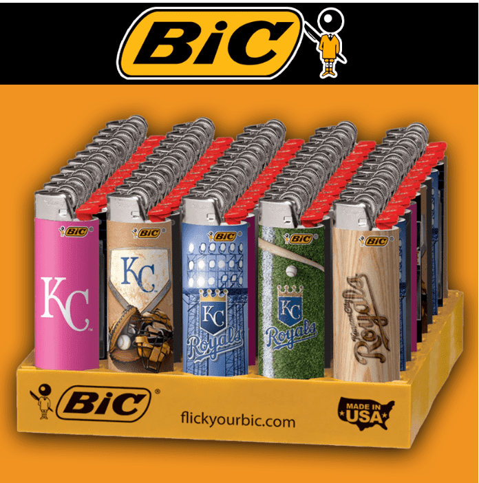 BIC KANSAS CITY ROYALS NFL LIGHTER - DISPLAY OF 50