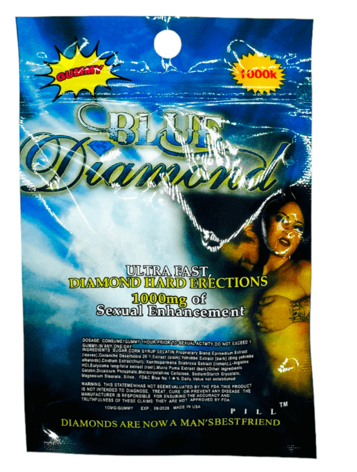 BLUE DIAMOND SEXUAL ENHANCEMENT 1000K SINGLE GUMMY - DISPLAY OF 24CT