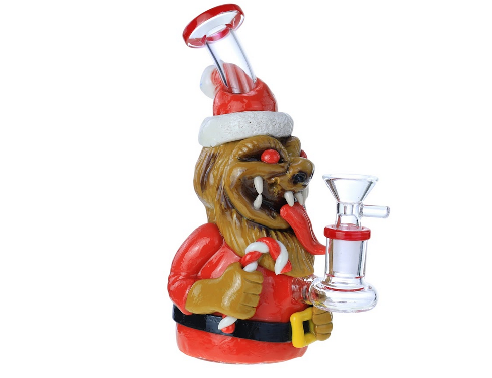 MAGIC STICK SANTA GLASS WATERPIPE 7"