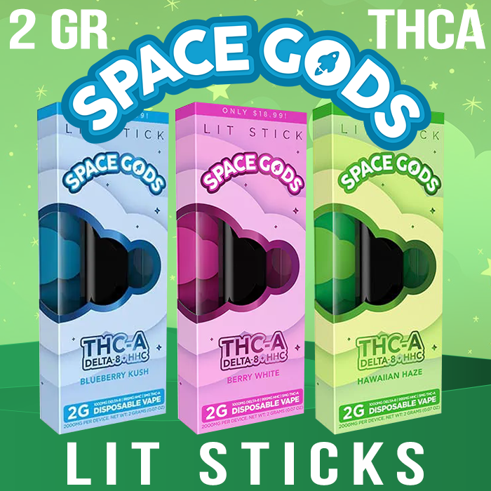 SPACE GODS THC-A BLEND LIT STICK 2G DISPOSABLE - DISPLAY OF 5