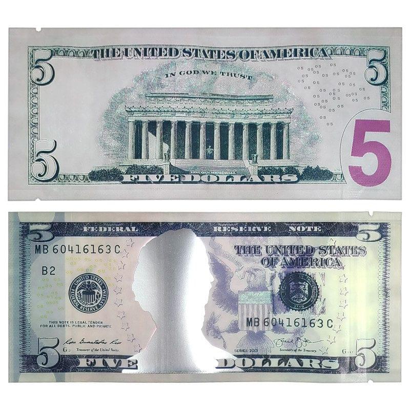 SMELL PROOF BAGS 3.5G $5 BILL - BAG OF 50 COUNT - (BMN-6)