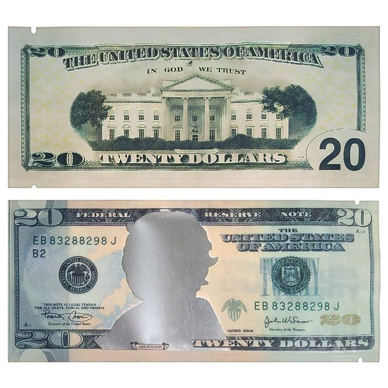 SMELL PROOF BAGS 3.5G $20 BILL - BAG OF 50 COUNT - (BMN-8)