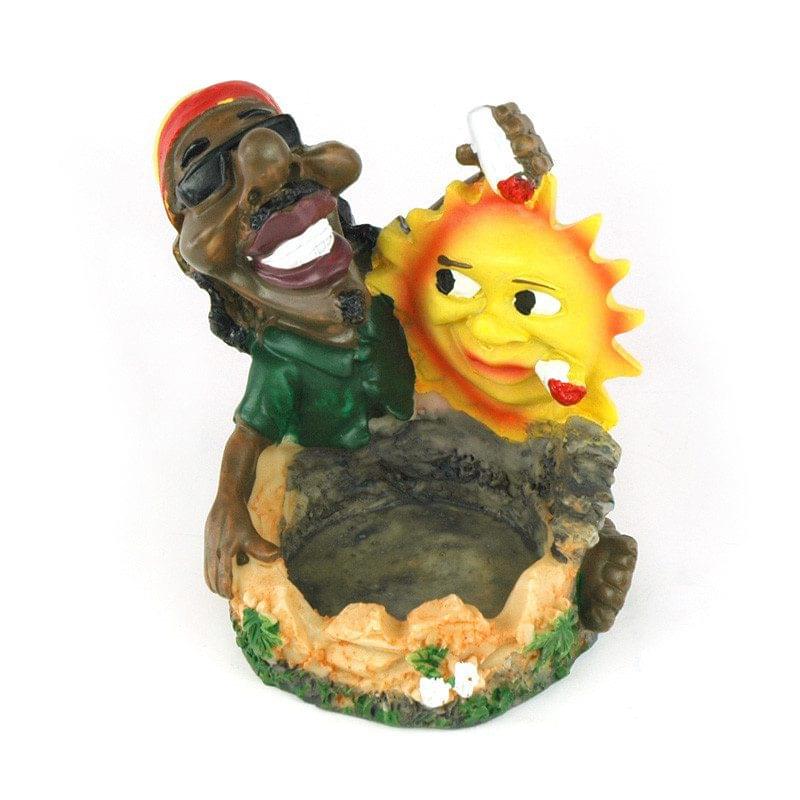 HANDMADE CLAY ASHTRAY JAMAICAN SUN (XH6148)