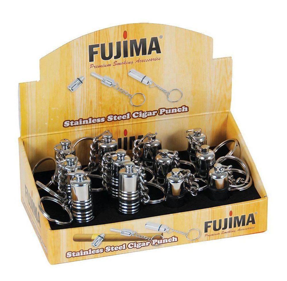 FUJIMA STAINLESS STEEL CIGAR PUNCH - DISPLAY OF 12