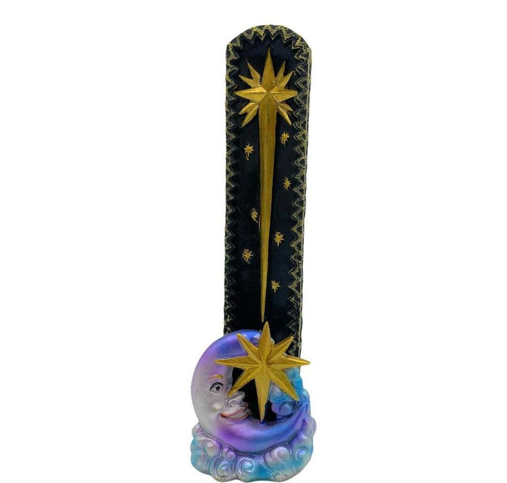 MOON & STAR POLYSTONE INCENSE BURNER 9" (IB60)