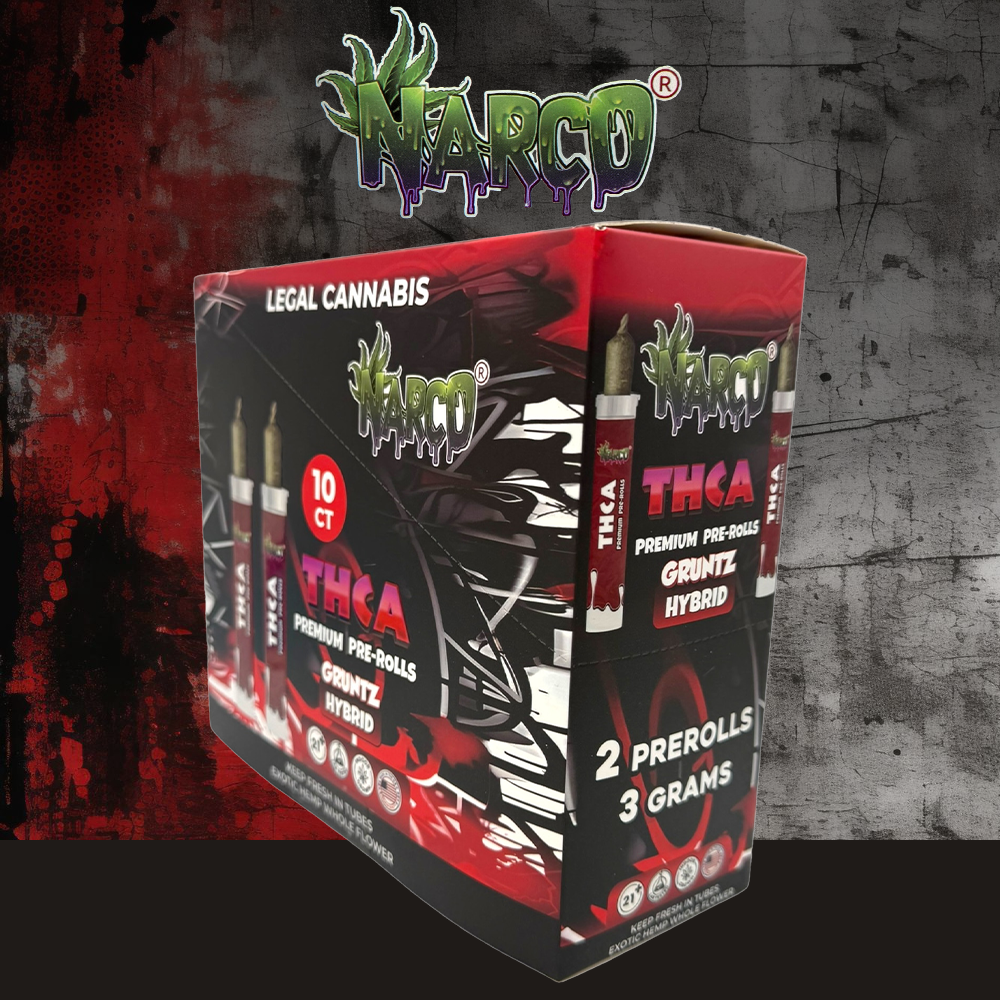NARCO PREMIUM THC-A 3G PRE ROLLS 2-PACK - DISPLAY OF 10