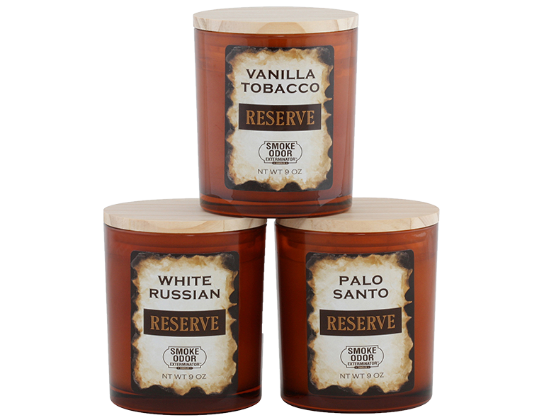 SMOKE ODOR RESERVE EXTERMINATOR CANDLE - DISPLAY OF 6