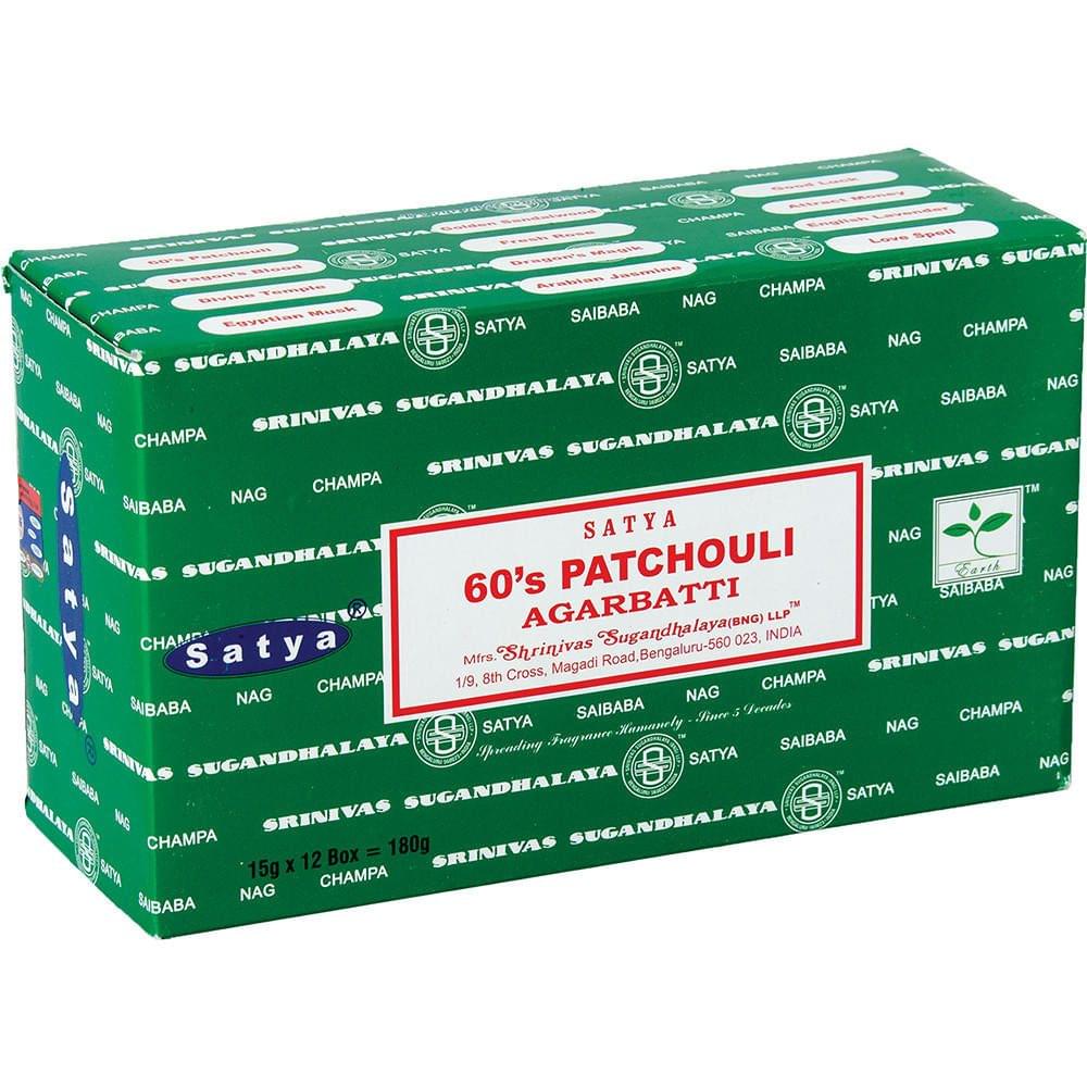 SATYA - 60's PATCHOULI INCENSE STICKS - 12CT